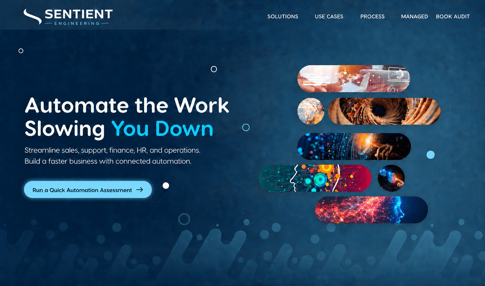 Connected business workflow showing sales, approvals and operations automation